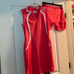 Cute coral tennis or golf dress with shorts